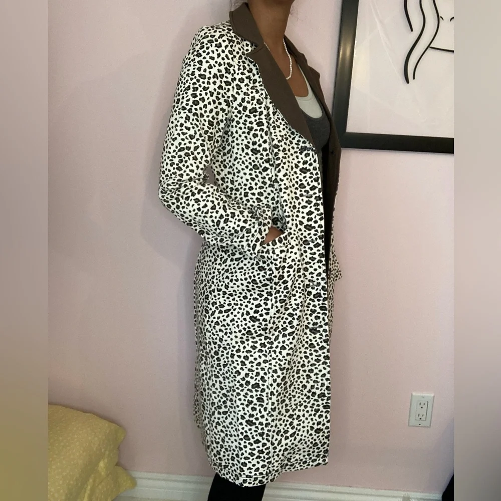 Moon river long cheetah print denim jacket - Picture 4 of 8